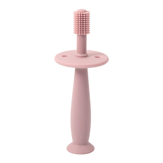 Brosse a dent pour bébé ergonomique en silicone rose