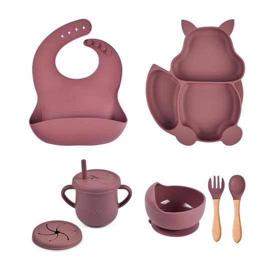 Coffret repas pour bébé en silicone - Lot de vaisselle