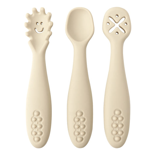 Cuillère d'apprentissage pour bébé en silicone - Lot de 3 cuillères