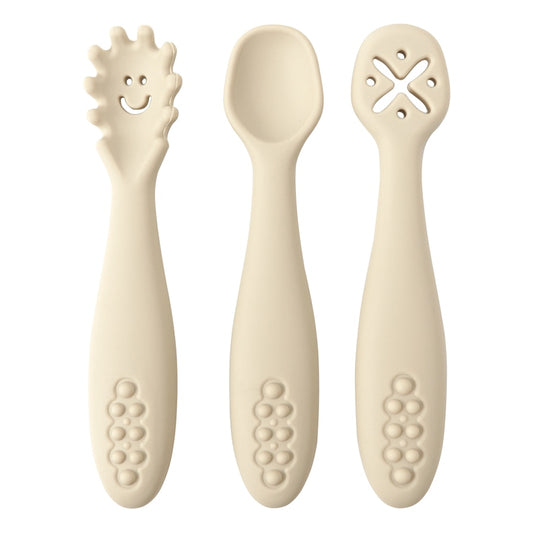 Cuillère d'apprentissage pour bébé en silicone - Lot de 3 cuillères