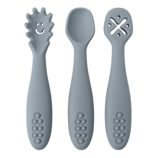 Cuillère d'apprentissage pour bébé en silicone - Lot de 3 cuillères