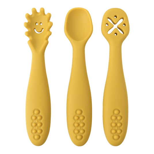 Cuillère d'apprentissage pour bébé en silicone - Lot de 3 cuillères