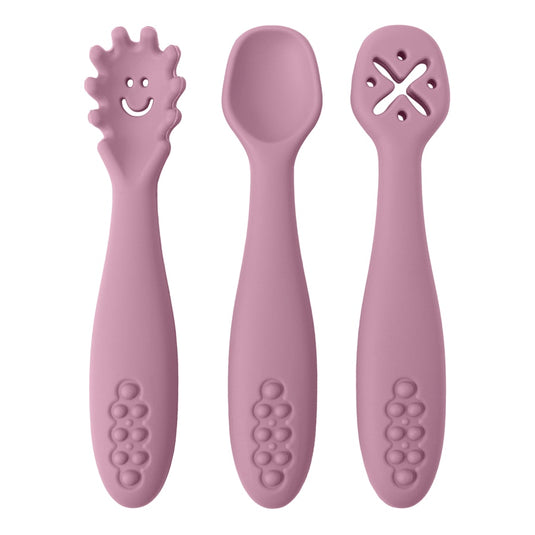 Cuillère d'apprentissage pour bébé en silicone - Lot de 3 cuillères