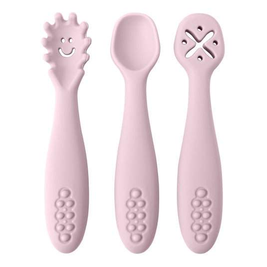 Cuillère d'apprentissage pour bébé en silicone - Lot de 3 cuillères