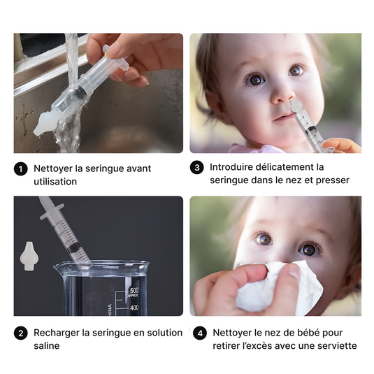 Mouche bébé - Aspirateur manuel pour nettoyage nasal - Lot de 2