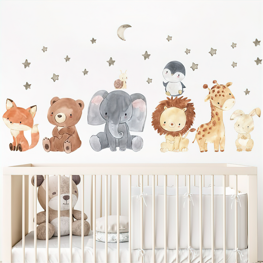 Stickers autocollants muraux chambre bébé animaux sauvages de la savane