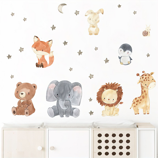 Stickers muraux chambre bébé animaux de la savane