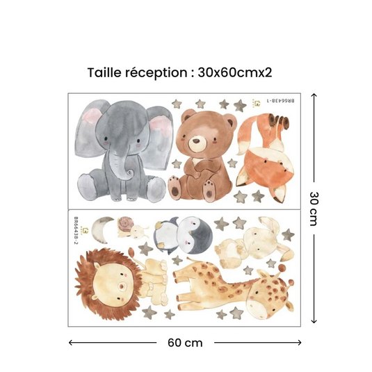 Taille stickers chambre bébé autocollants muraux animaux de la savane